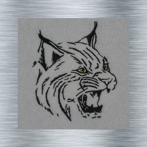刺繍ファイル オオヤマネコ - 14 x 14 cm の 4 サイズ - アフリカの動物、砂漠の動物、草原の動物の刺繍モチーフ、デジタル刺繍ファイル、ニードルペインティング