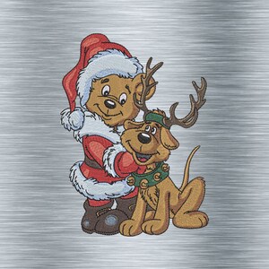 Embroidery file Christmas bear with dog as moose colorful - 13 x 18 frame - Christmas embroidery, Christmas embroidery file, digital embroidery