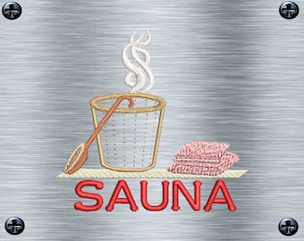 Stickdatei Sauna pur - 14 x 14 Rahmen - Wellness Stickmotive, Saunastickerei, digitale Stickdatei, Nadelmalerei, digitale Datei
