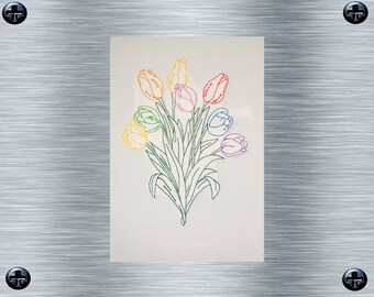 Stickdatei Tulpenstrauss uni / bunt - 13 x 18 Rahmen - Botanische Stickmotive, Blumenstickerei, Tulpen, digitale Stickdatei, Nadelmalerei