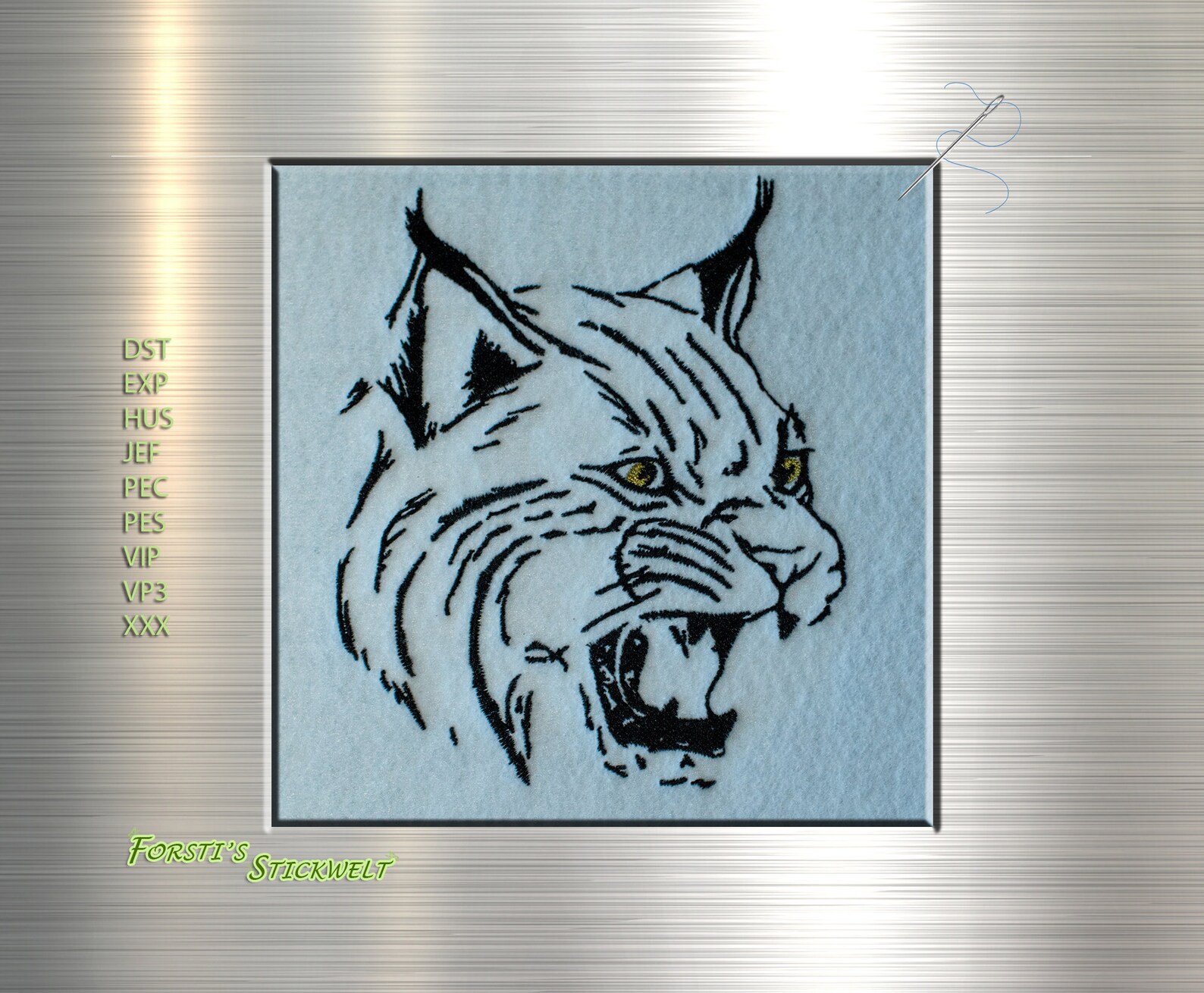 Embroidery file lynx 4 sizes 14 x 14  13x 18  14 x 20   etsy