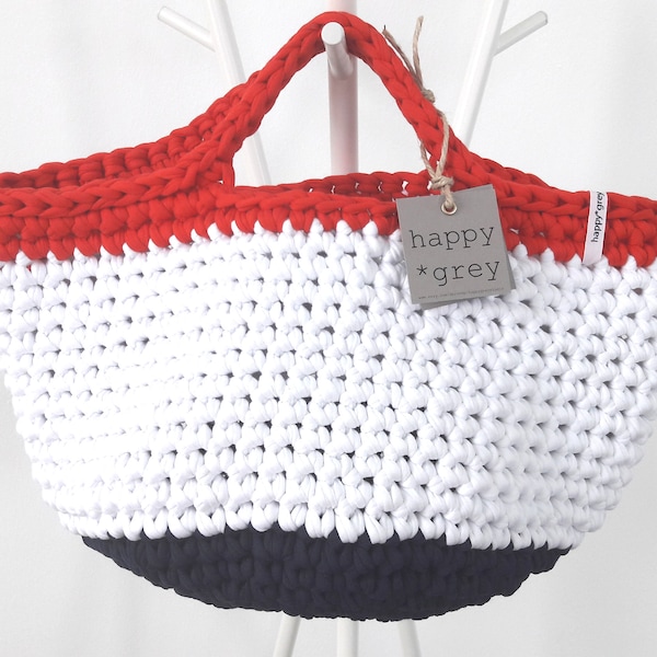 Nesna Einkaufstasche in rot-weiß-marine