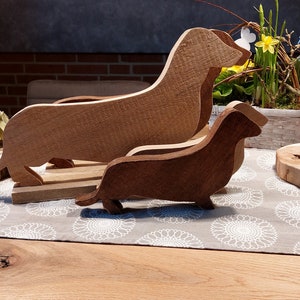 Dachshund, solid oak wood, natural, brown image 1
