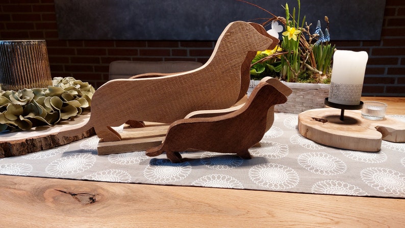 Dachshund, solid oak wood, natural, brown image 1