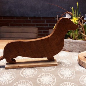 Dachshund, solid oak wood, natural, brown image 6