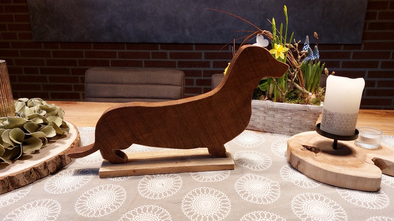 Dachshund, solid oak wood, natural, brown image 6