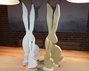 Hare, long-eared, wide version, natural or white, 2 sizes
