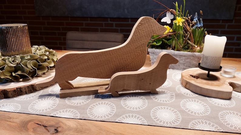 Dachshund, solid oak wood, natural, brown image 2