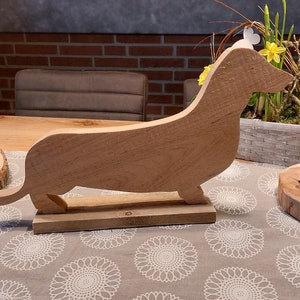 Dachshund, solid oak wood, natural, brown image 3