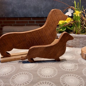 Dachshund, solid oak wood, natural, brown image 5
