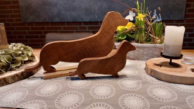 Dachshund, solid oak wood, natural, brown image 5