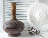 Antique vessel church altar incense, vase, bath jewelry bowl, carved, wood, handmade, decoration France country house, sacred bottle