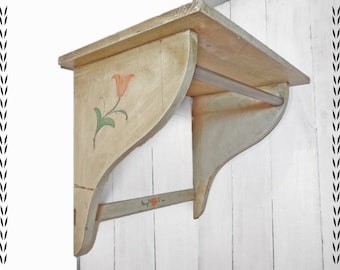 Vintage boerderijplank met tulpen, handdoekenrek, houten plank voor keuken, hal, slaapkamer, kinderkamer, badkamer, handdoekenrek, kledingkast, bloemen