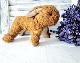 Red de Paashaas, Mohair glazen ogen, Kleine vintage paashaas knuffel, Shabby Chic Country House knuffeldier bruin, Langoor konijn