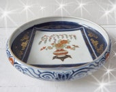Vintage Imari Bowl Flowers Polychrome, Gold Print, Jewelry Bowl, Key Bowl, Small Fruit Bowl, Desk, Porcelain Hand Decorated