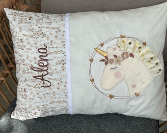 Kinderkissen zum Kuscheln/Kinderkissen personalisiert/Dekokissen für kleine Mädchen/Süßes Kinderkissen mit Namen/Kinderkissen mit Einhorn