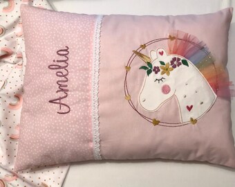 Coussin pour enfants personnalisé/coussin décoratif pour petites filles/coussin pour enfants doux avec nom/coussin pour enfants avec licorne/coussin licorne