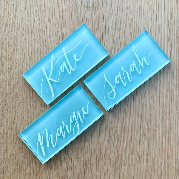 Seaglass Colored Tile Placecards