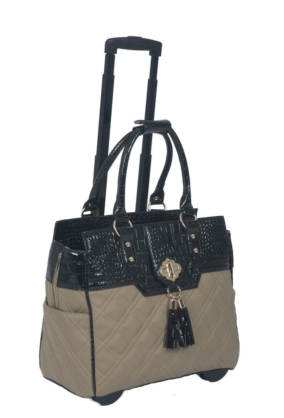 The Montecarlo Quilted Alligator Rolling Laptop Carryall Etsy