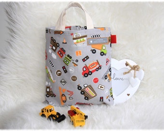 Kleine Einkaufstasche Baustelle Kindertasche Umwelttasche Kindertasche kleiner Stoffbeutel Büchertasche Tragetasche Fahrzeuge LAVIOSAR