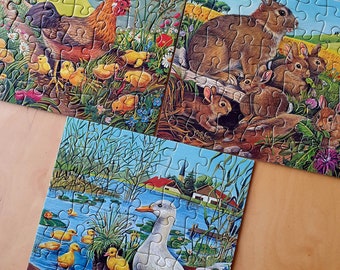 Children's Puzzle Vintage 3x49 Pieces Children's Puzzle Ravensburger Puzzle 80s Children's Game Vintage Retro Puzzle 3x49 Pieces Puzzle LAVIOSAR