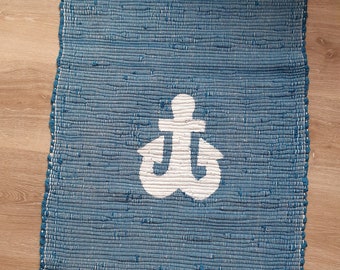 Patchwork rug bed rug rug Scandinavian children's room rug maritime with anchor doormat small runner kitchen LAVIOSAR