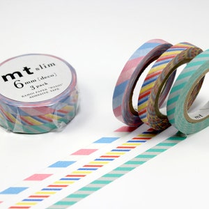 Masking Tape | 3er-Set Slim Bunt gestreift