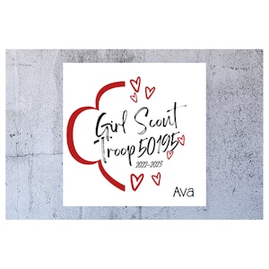Cadette Girl Scout Troop Logo with Troop Number, Scout Name, & Year - Customizable