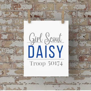 Girl Scout Daisy Troop Logo with Troop Number - Customizable