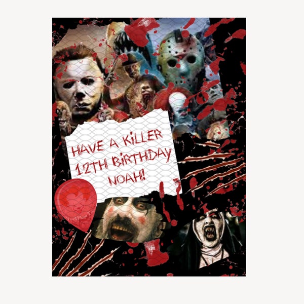 Scary, Horror, Killer Birthday Image with Name & Age - Customizable