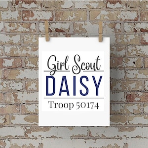 Girl Scout Daisy Troop Logo with Troop Number - Customizable