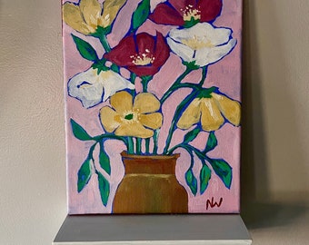 Vibrant Flower Artwork - Original Acrylic on Canvas, 8x10, Contemporary Wall Decor, Perfect Housewarming Gift"