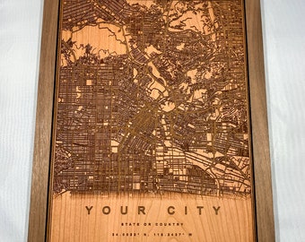 Custom City Maps On Wood - Any City In The World - Perfect Christmas Present!