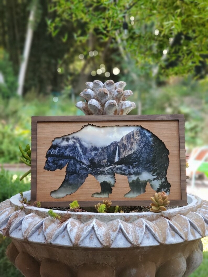 Wood Yosemite National Park California Bear Wall Art Etsy