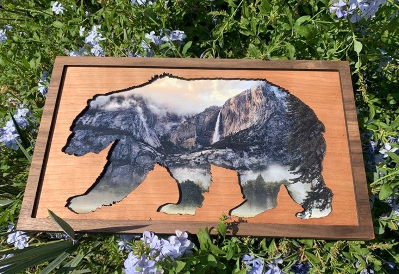 Wood Yosemite National Park California Bear Wall Art Etsy