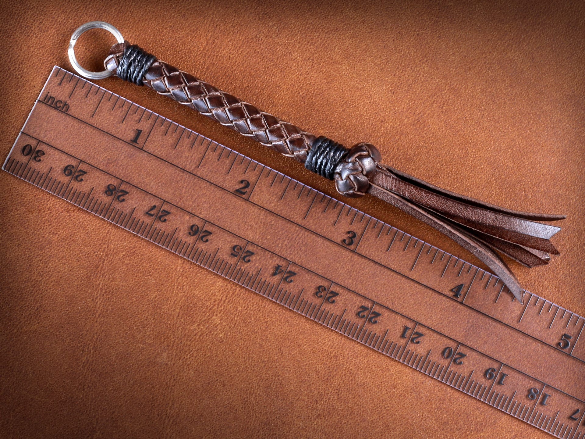 Hand Braided Kangaroo Leather Lanyard With Stainless Steel Split