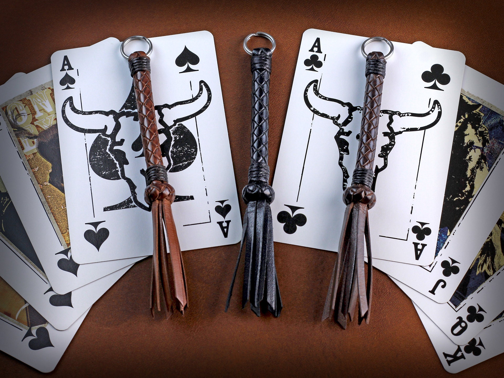 Hand Braided Kangaroo Leather Lanyard With Stainless Steel Split