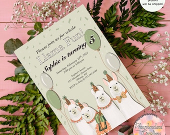 Llama Birthday Invitation | Boho Party, Digital Invite (5x7" PDF)