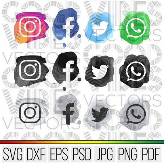 Download Social Media Icon Pack Facebook Instagram Twitter Icons Svg File Png File For Business Card