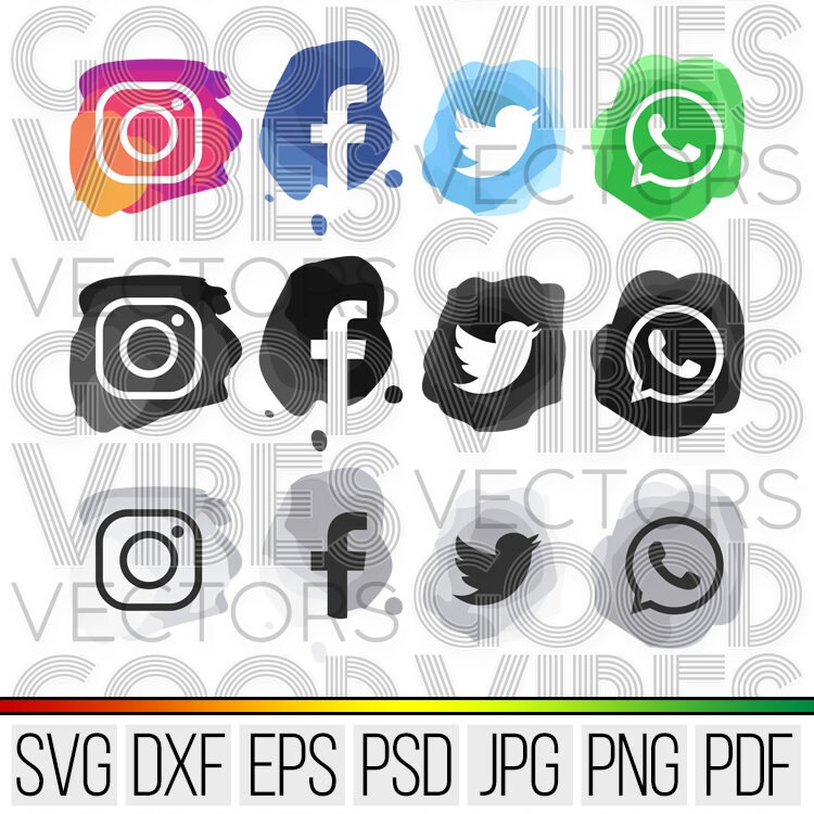 Download Social Media Icons Svg Watercolor Social Media Icon Pack Etsy
