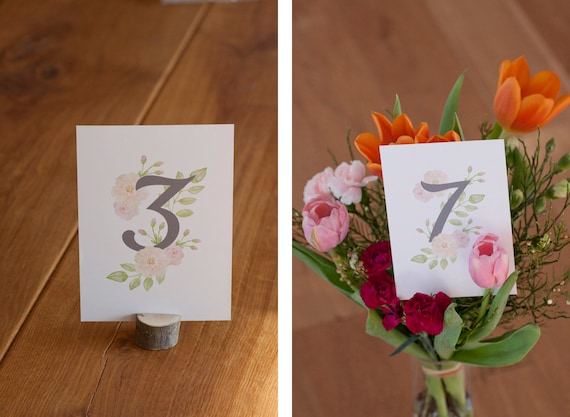 Tischnummer 1-10 Floral Wedding 10,5x14,8cm Deko Tischkarte Vintage Hochzeit