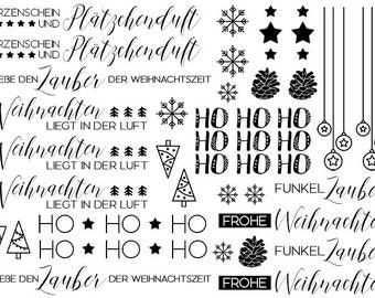 Wasserschiebefolie für Kerzen A5, Weihnachten, Tattoofolie, personalisierte Kerzen