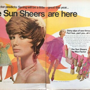 1967 Max Factor Makeup Original Print Ad—Sun Sheers—Double Panel