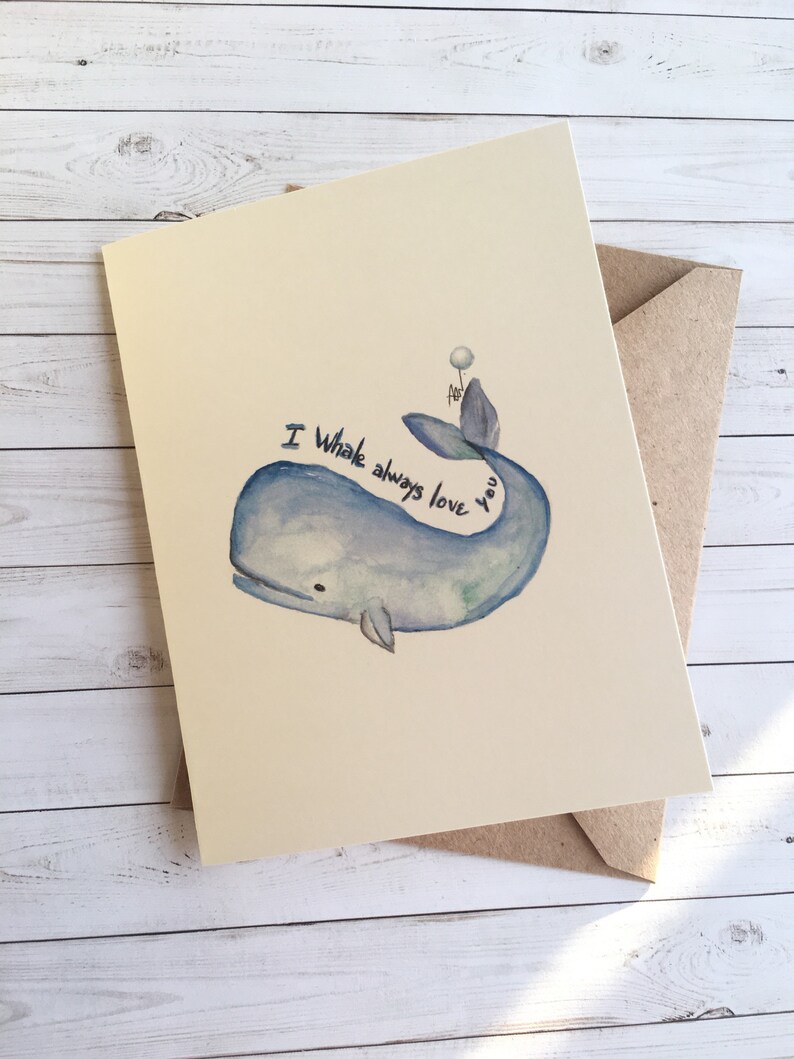 I Whale Always Love You. Watercolor Designs. Greeting Cards. - Etsy
