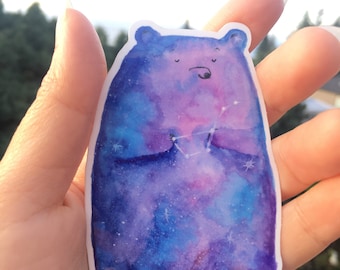 Galaxy Bear sticker. Constellation bear, spiritual bear sticker. Water bottle sticker. Window sticker. Stationery. Laptop stickers.