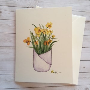Boutique Aquarell Karten, Grußkarten, SommerNarzissen, gute Besserung, Dankeskarte, Hochzeit Dankeskarten | süß reizend elegant.
