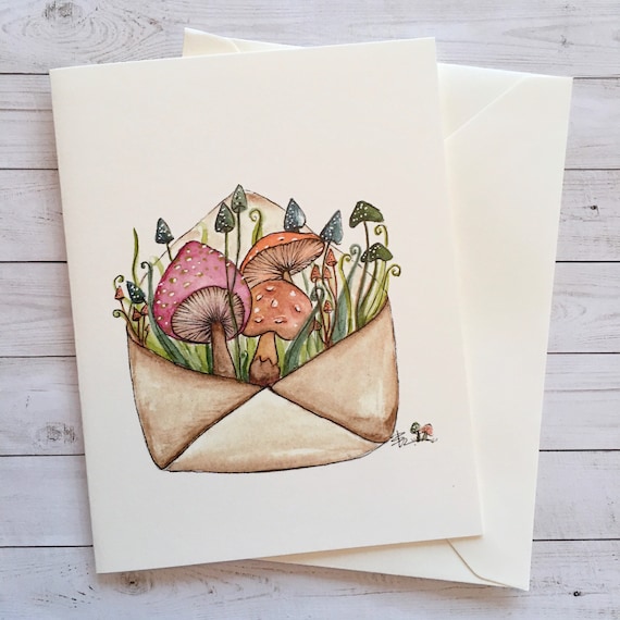 Mushroom Envelopes. Forest, Fungus Theme. Cute Card. Little