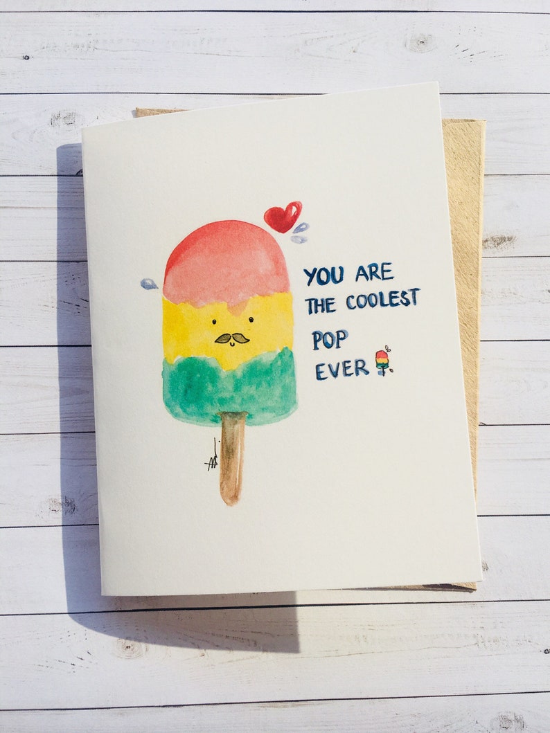 Popsicle greeting cards thank you card funny punny Son You are the coolest pop Father Card for Husband Made in Canada