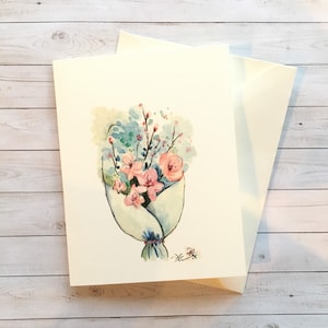 Bouquet de fleurs de cerisier. aquarelles de boutique. cartes de voeux, remise des diplômes, cartes de remerciement de mariage. Simple, élégant. Modèle emblématique.