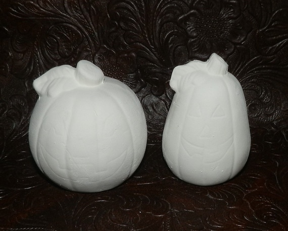 Ceramic Bisque Ready to Paint Kitten with Pumpkin Light Up Halloween Paint